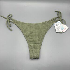 Roxy Essaouira Tie Side High Leg Cheeky Bikini Bottom Olive Green X-Large NEW
